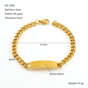 1 Piece Simple Series Classic Stainless Steel  Gold Color Unisex Chain Bracelets h5 